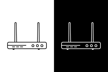 Minimalist WiFi Router Icon Black & White Vector Art.