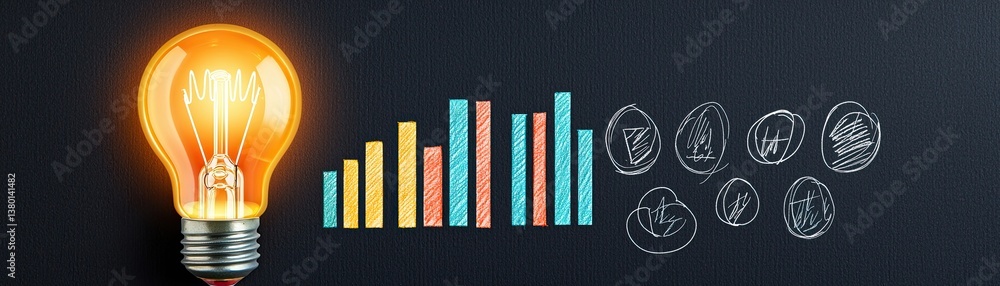 Poster analyzing business growth trends office setting infographic professional environment aerial view dat
