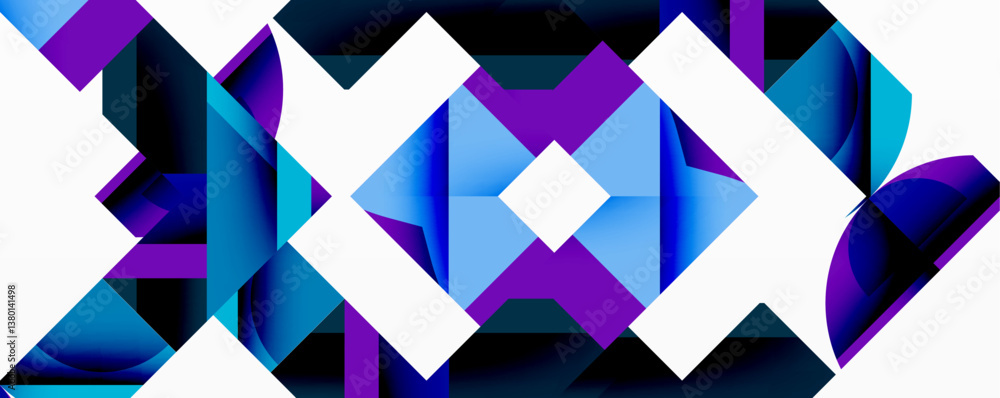 Aufkleber abstract geometric composition. vibrant purple, blue hues create dynamic pattern. sharp angles, over