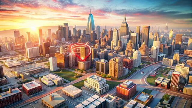 Aerial View of USA Cityscape with Tax Day Marked on Calendar - April 15th Deadline