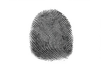 Isolated fingerprint image on a white background showing unique pattern and identification marks clearly