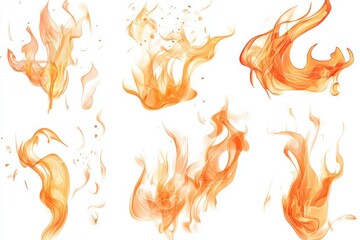 Set of bright and dynamic fire flames