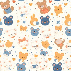 seamless cute wild animal in polka dots