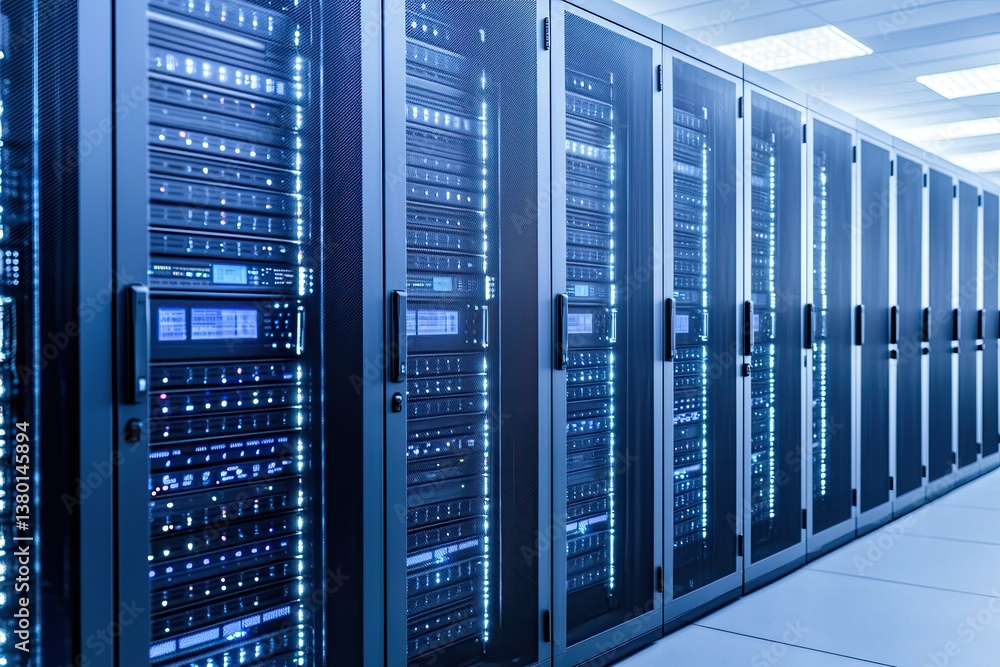 Aufkleber data center operations modern facility digital infrastructure high-tech environment dynamic perspect
