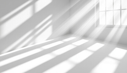 Obraz premium Bright white room with soft shadows from window light creating serene atmosphere