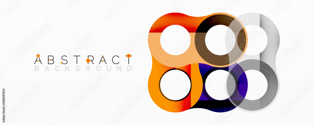 Poster Abstract design features overlapping circles, vibrant orange, gray, black. Modern composition, clean lines, geometric shapes, dynamic visual.