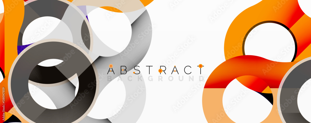 Aufkleber abstract design features overlapping circles, gray tones, orange accents. modern composition creates