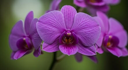 Obraz premium Orchid's Embrace: Soft Light, Purple Hues AI Generated