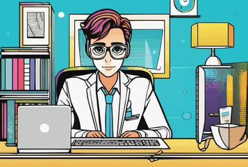 Virtual assistant giving service online internet remote job work from home