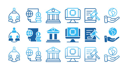 SEPTEL icon set with multiple style governance, finance, network, automation, ecology, law statement	