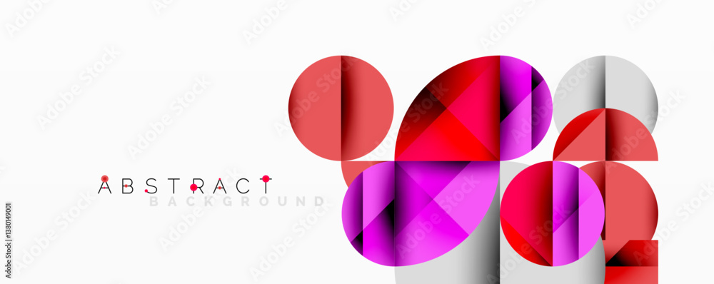 Poster Abstract geometric composition. Overlapping circles create vibrant color blocks. Modern design, clean lines, dynamic shapes, visual harmony.