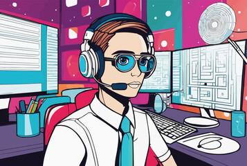 Virtual assistant giving service online internet remote job work from home