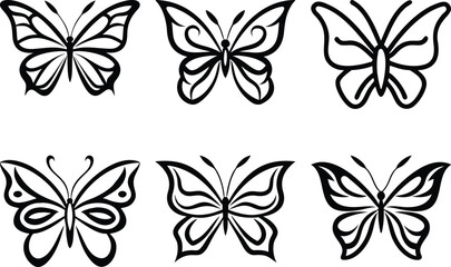 A butterfly clean black line art. 