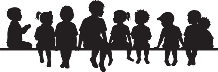 Silhouetted Children in Unity vector all 