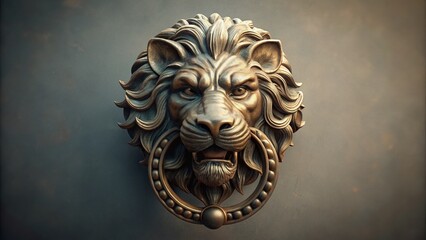 Antique Lion Door Knocker Minimalist Photography - Vintage Metal Hardware