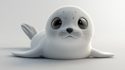 Obraz premium Cute and Playful Cartoon Seal Character with Big Eyes on Soft Background