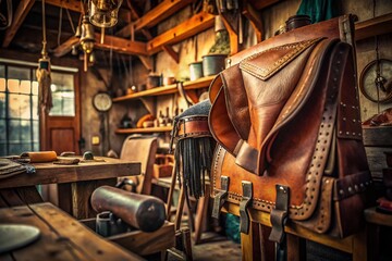 Artisan Leather Crafting: Close-Up Details of Handmade Process in a Creative Workshop