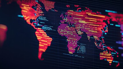 Visualizing global data trends digital world map design technology infographic style abstract digital viewpoint