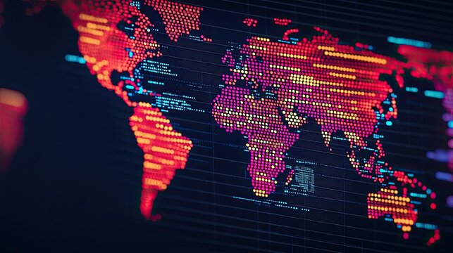 Visualizing global data trends digital world map design technology infographic style abstract digital viewpoint - Powered by Adobe
