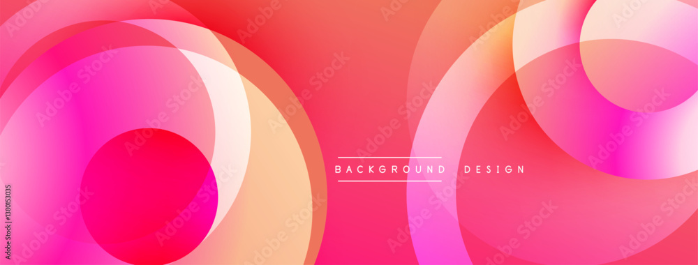 Poster abstract circles overlap creating vibrant gradients. pink, orange, yellow hues blend smoothly. moder