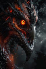 Portrait of the Infernal Phoenix - Fiery Eagle from the Depths of Hell. 
A shrill eagle consumed by raging flames, rising from the depths of hell.  
A true beast of destruction.