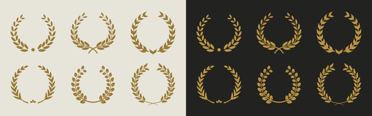 Gold laurel wreath vector pack 
