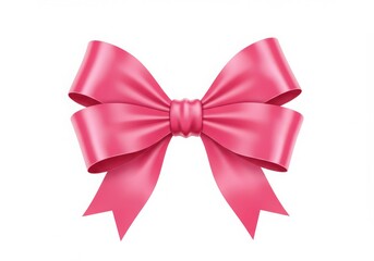Fototapeta premium A pink satin bow with a knot in the center isolated against a plain white background image view