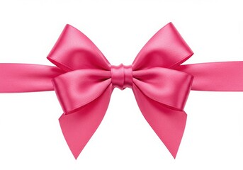 Fototapeta premium A vibrant pink satin ribbon tied in a bow on a clean white background for gifts and decorations