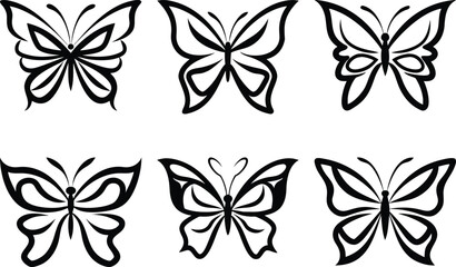 A butterfly clean black line art. 