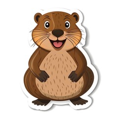 Joyful Otter Illustration: A charming otter illustration, featuring a smiling, happy otter. Perfect for adding a touch of joy to your projects.