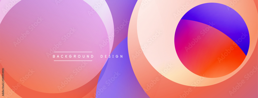 Poster Abstract design. Overlapping circles, vibrant colors. Gradient shades create smooth transitions. Modern aesthetic, simple composition. Background for digital projects.