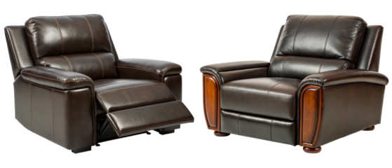 Comfortable reclining chairs perfect for relaxation at home isolated with transparent background