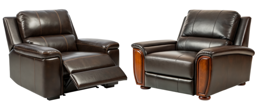 Comfortable reclining chairs perfect for relaxation at home isolated with transparent background