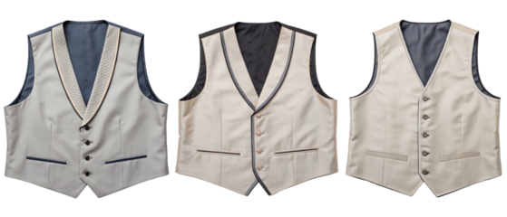 Sophisticated vests tailored for formal occasions and events isolated with transparent background