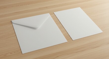 Blank white envelope and paper mockup