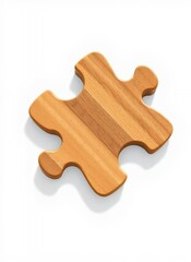 Obraz premium Wooden Puzzle Piece on White Background,