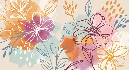 Blush & Bloom: Watercolor Lines AI Generated