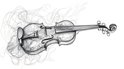 Obraz premium A violin is drawn in black and white