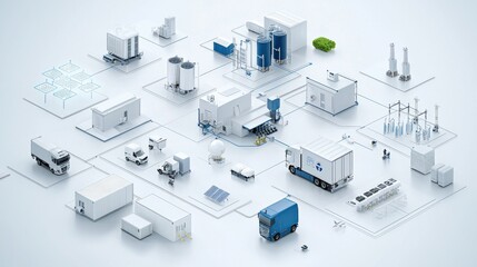 Obraz premium A complex and advanced interconnected technology system featuring a variety of digital devices electronic components and engineering innovations designed to optimize efficiency communication and data