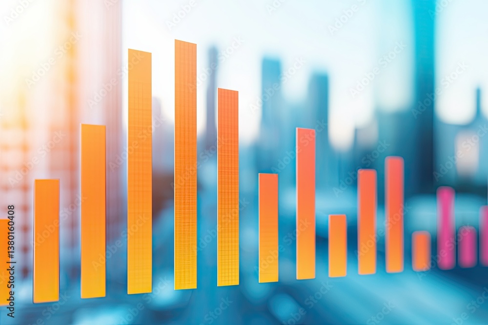 Poster analyzing business trends through colorful data visualizations urban environment infographic high pe