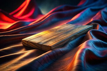 Black and White Macro Photo: Plank on Silk Fabric with Glass Reflection