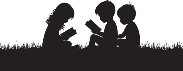 Silhouetted Children in Unity vector all 