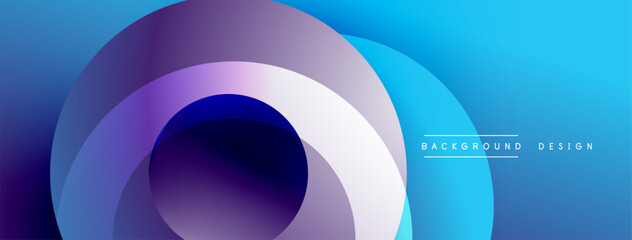 Abstract circles overlap, creating vibrant blue, purple gradients. Modern design, smooth transitions, minimalist aesthetic. Perfect backdrop for presentations, websites.