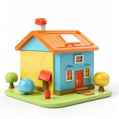 an AI Image Generator, Colorful Toy House With Red Roof