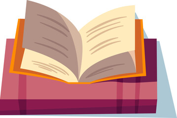 Open book on closed pink book illustration