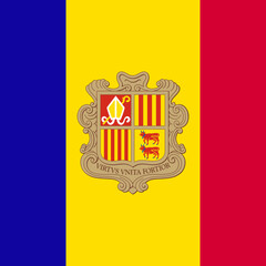 Square Flag of Andorra with National Emblem