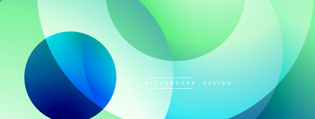 Fototapeta premium Abstract vibrant circles overlap. Blue, green hues blend. Modern design, smooth gradients create dynamic visual experience. Minimalist aesthetic.
