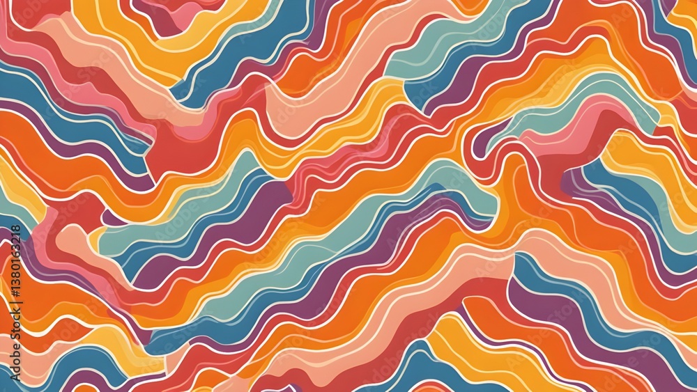 Poster vibrant and wavy pattern of colorful abstract elements art background