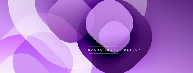 Abstract purple layers create dynamic composition. Smooth gradients, overlapping shapes, modern aesthetic. Minimalist design, vibrant colors, elegant presentation.
