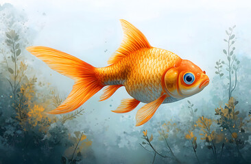 Golden Fish in Aquatic Habitat